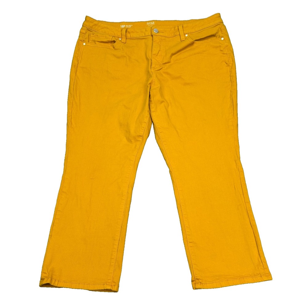 ANA Skinny Crop Jeans Womens Size 18 Petite Orange Stretch Mid Rise Denim EUC